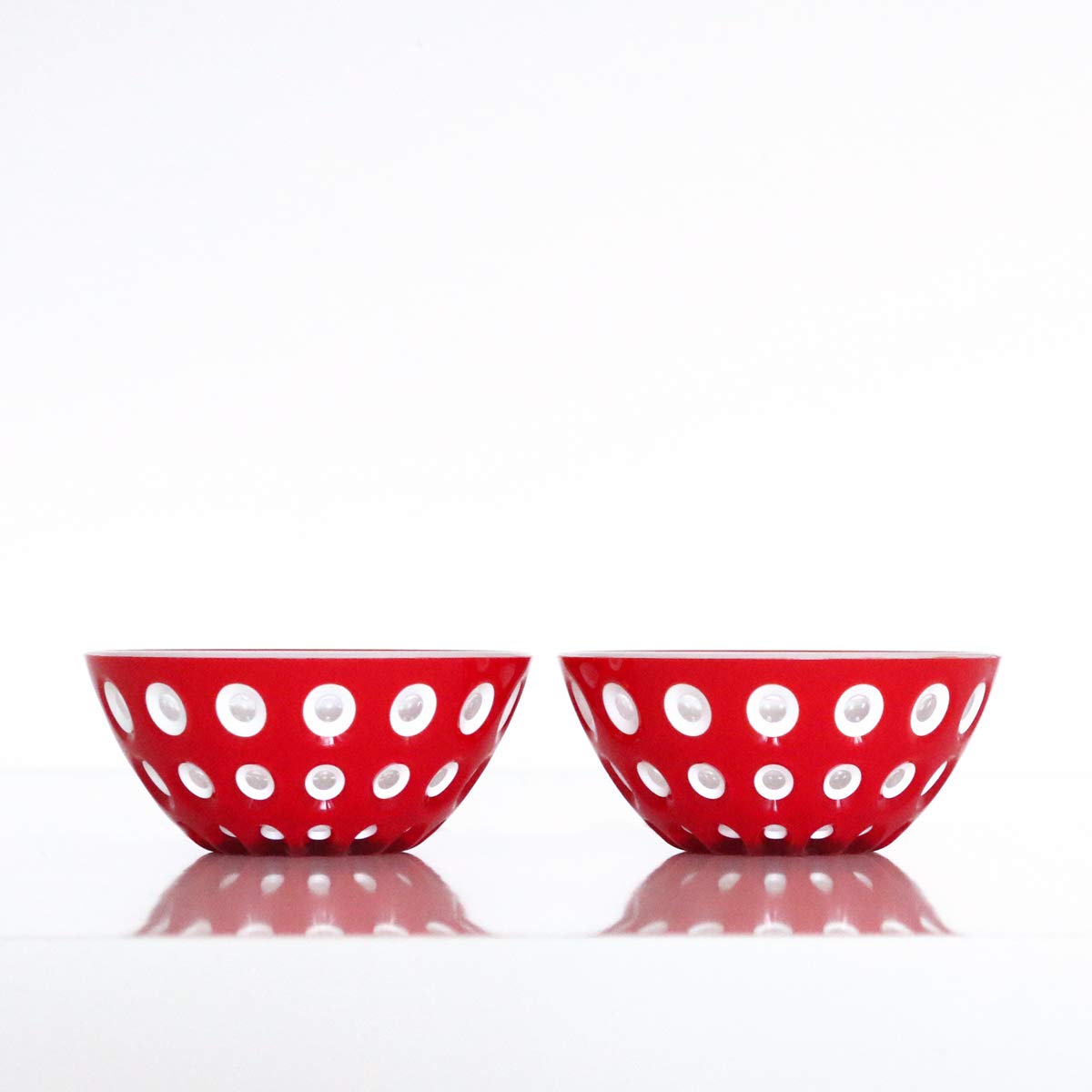 GuzziniLe Murrine 4.7" Bowl (Set of 2) - Red & White - 3 Color Technology, Chip Resistant & Unbreakable, Reusable, BPA-Free, Cereal, Soup, Fruits - Mixing Bowl for Kitchen Ingredients