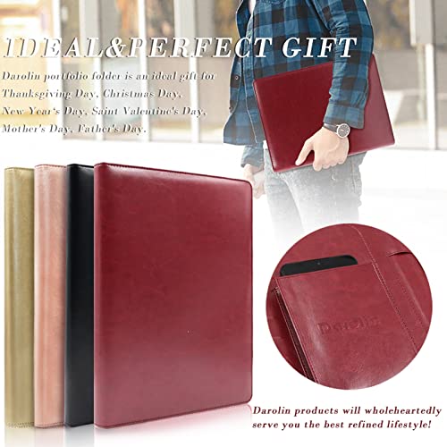 Darolin Business/Resume Portfolio Folder Binder, Padfolio With 3 Ring Binder, Interview/Conference/Legal Document Portfolio Organizer, Leather Portfolio Padfolio For Women/Men-Rw #TOP5