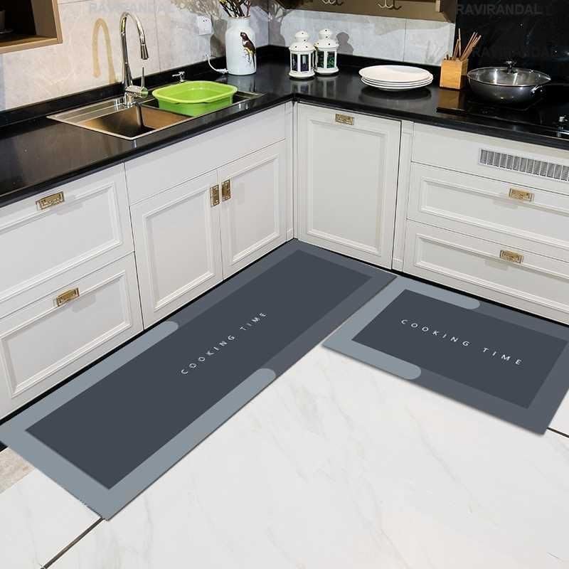 RAVIRANDAL Anti Fatigue Kitchen Rug 2 Pcs Kitchen Mats, Waterproof Memory Foam Kitchen Rugs, Standing Desk Mat Floor Mats, Comfort Runner Rug Carpets for Kitchen Floor, Sink,Office (2 Pcs Mat)