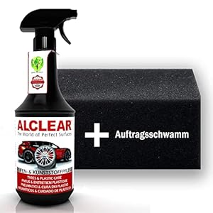 ALCLEAR 721RK car tire gloss tire and plastic care, rubber care, satin finish, 1,000 ml, with application sponge, black