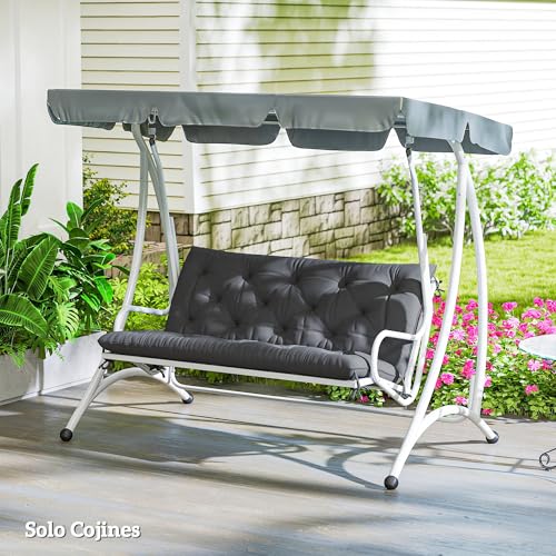 Outsunny Cojín para Banco con Respaldo 120x110x12 cm Colchón de Banco de Jardín de 2 Plazas con 6 Cordones de Fijación para Columpio de Jardín Terraza Negro - imagen 9