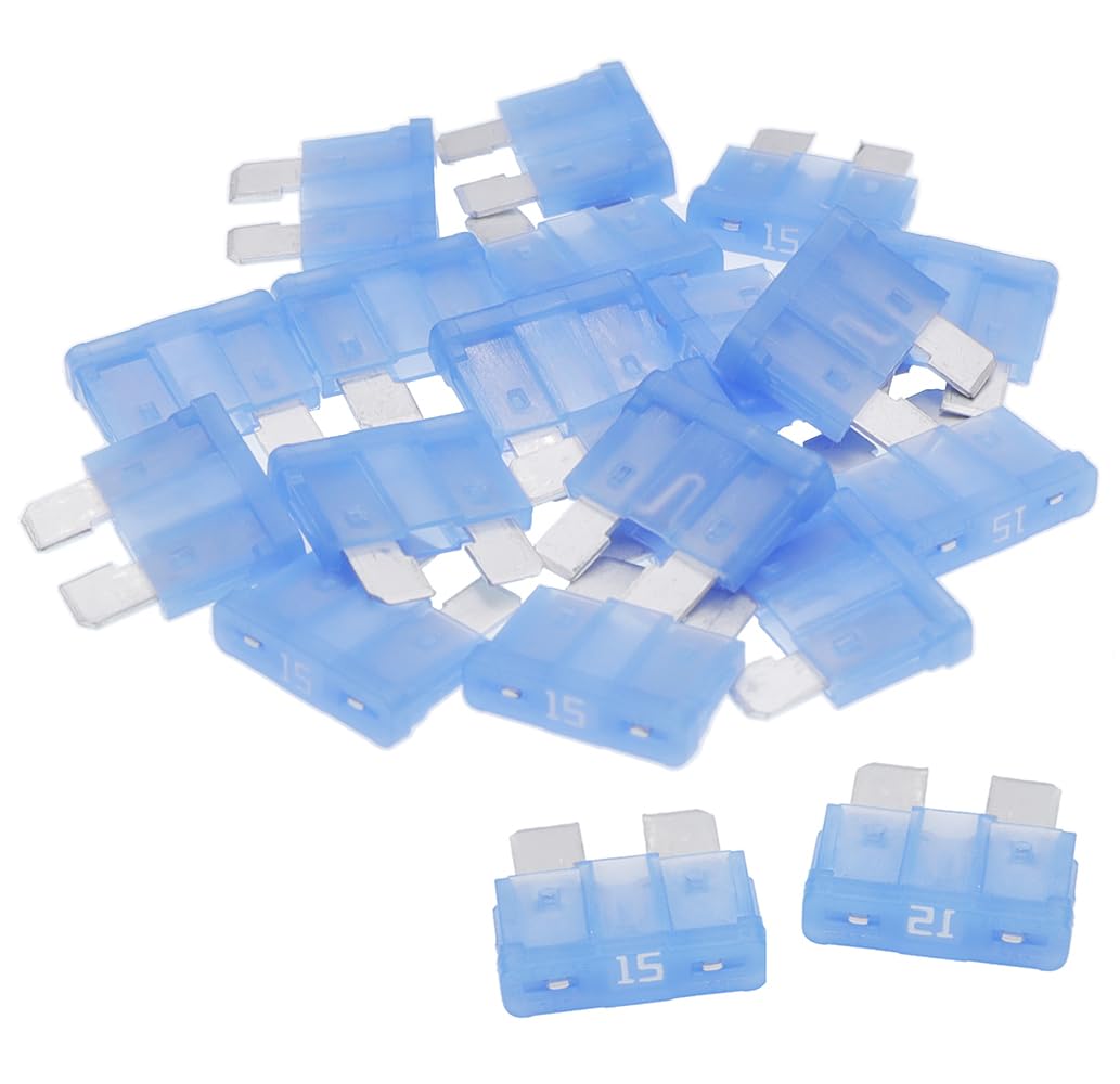 20Pcs 15A Standard Car Fuses, 15 amp Automotive fuses with Heat-Resistant Nylon Housing for RV Camper Boat Truck (15A)