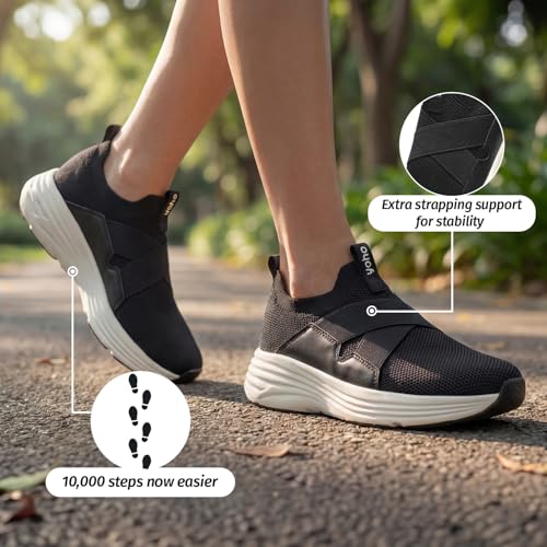 Image of YOHO Women Walking Shoes Rushhour Dynamic | Cushioned, Comfortable, Lightweight & Breathable Knitted Slip-Ons | Every Day Casual Wear Without Lace, Stylish Footwear for Ladies /Girls -900