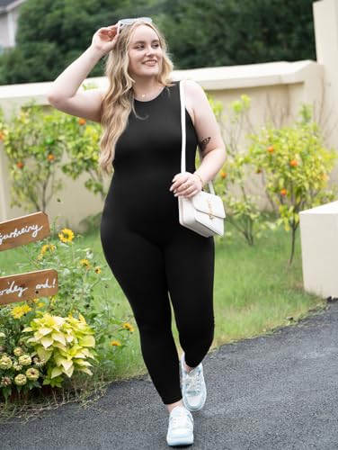 Hyz HZ025-BLACK-M Women'S Sexy Bodycon Round Neck Tank Top Going Out Daily One Piece Jumpsuit Black thumb #2