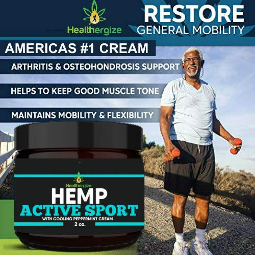 HEALTHERGIZE HEMP ACTIVE SPORT PAIN CREAM MUSCLE JOINT KNEE BACK ELBOW MOISTURIZER - Image 4