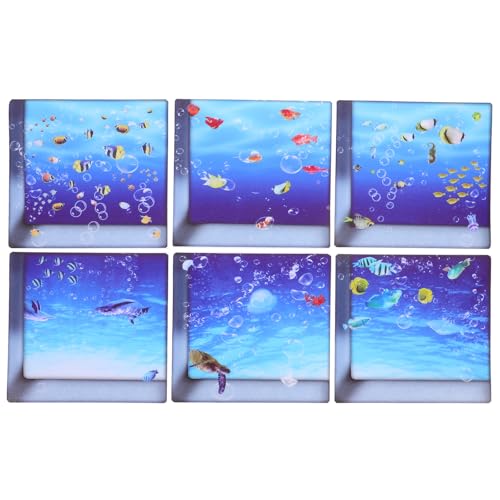 ULTNICE 3D Stickers 6 Pcs 3D The Underwater World Bath Treads Sticker Tub Stickers Non Slip Bath Tub Tub Decals for Bathroom Tub Wall Patch