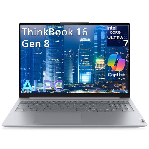 Lenovo ThinkBook 16 Gen 8 40.6 cm FHD+ Business AI PC Laptop, Intel 16-Core Ultra 7 255H (Beat i7-13900H), 64GB DDR5 RAM, SSD PCIe 2TB, WiFi 6E, Bluetooth 5.3, leitor de impressão digital, Windows 11