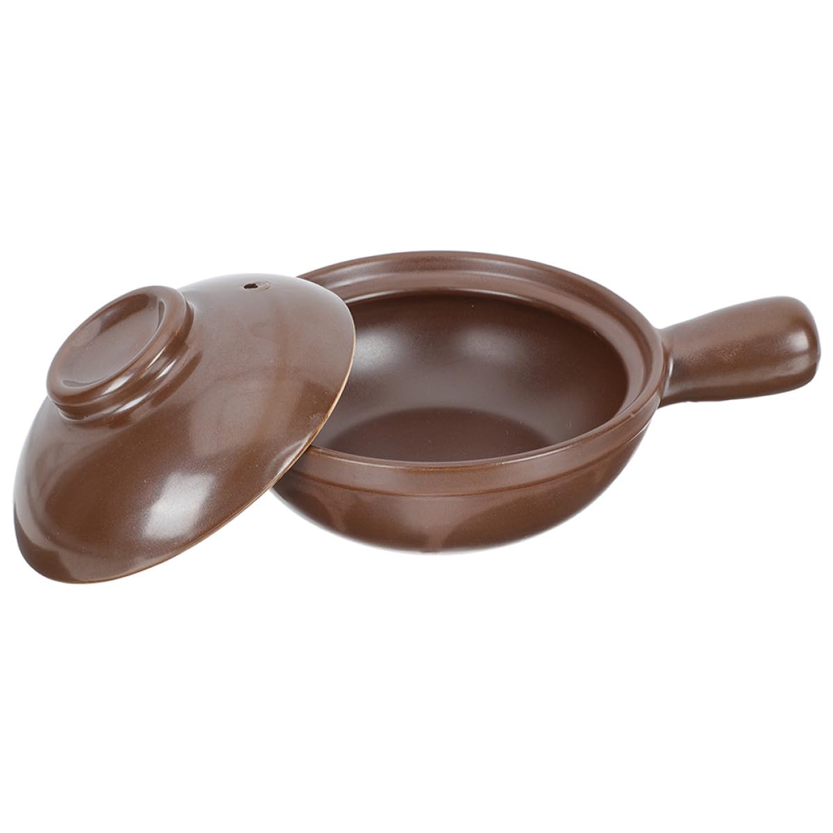 Cazuela de Barro de 950ml en Arcilla Café Asa Lateral