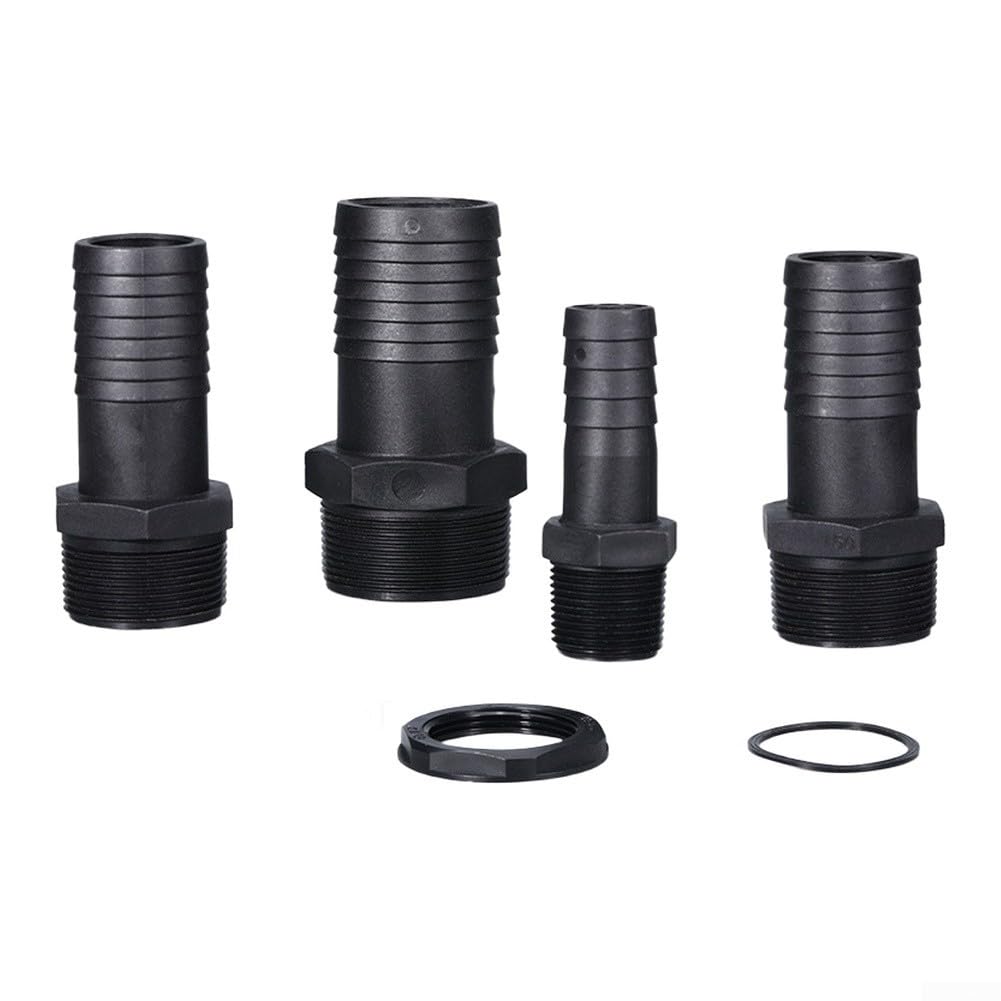 5 piezas de boquilla de manguera NPT rosca exterior adaptador de polipropileno de 1 pulgada a 2 pulgadas negro para conexión robusta para agua aire combustible tuberías en jardín industrial riego y