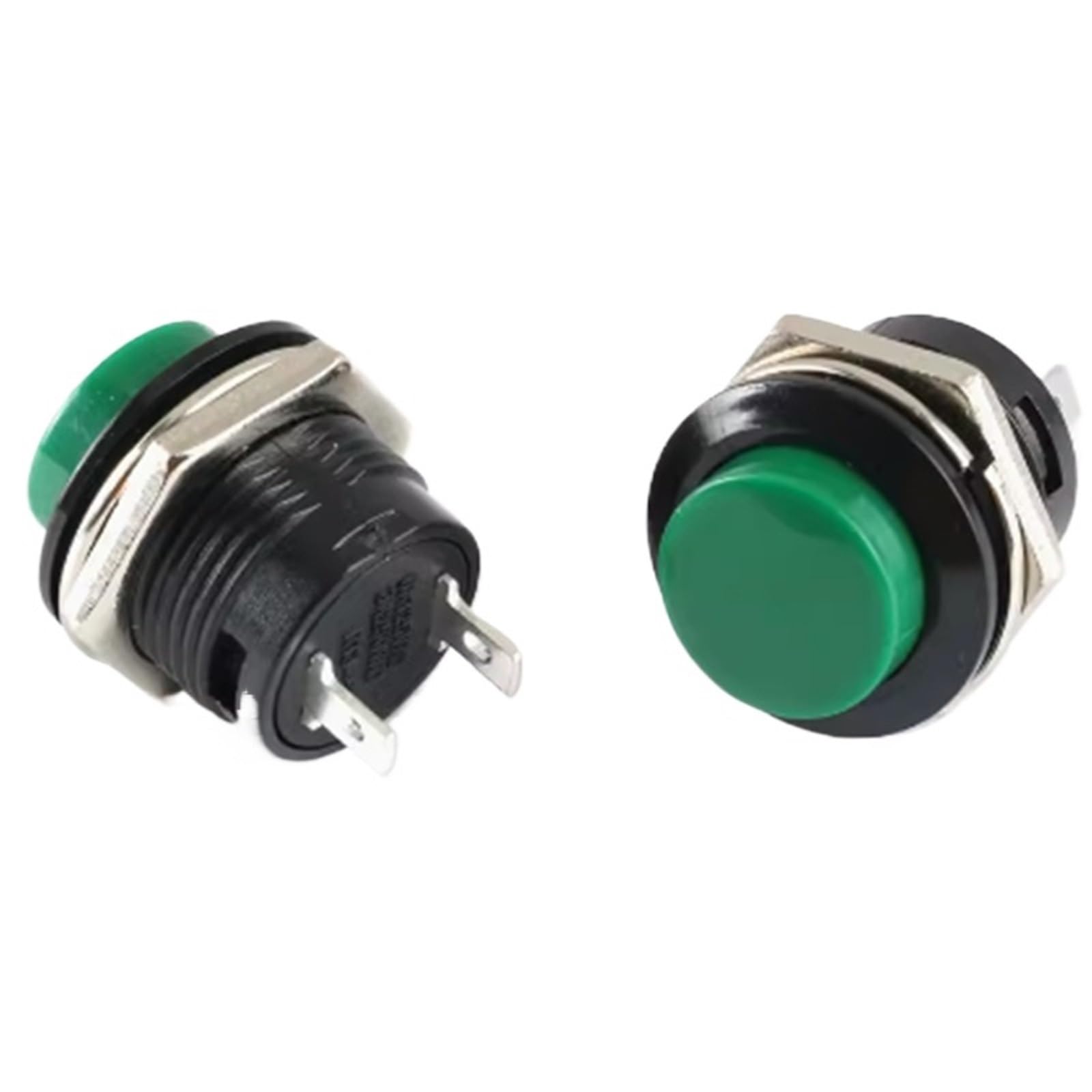 20 pulsadores momentáneos de 16 mm R13-507 con autorrecuperación, 6 A, 125 V, 3 A, 250 V(Green)