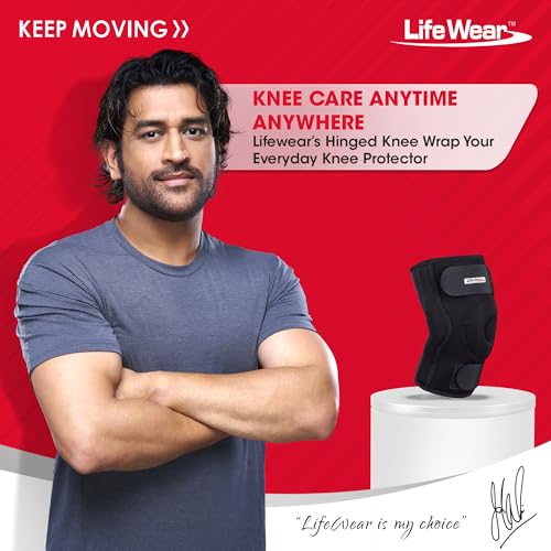 Image of LifeWear Hinged Knee Wrap, Adjustable Support Brace with Bi-Axle Hinges for Stability, Open Patella Design, Drytex Fabric for Comfort, For Mild to Moderate Knee Instability and Post-Operative Recovery