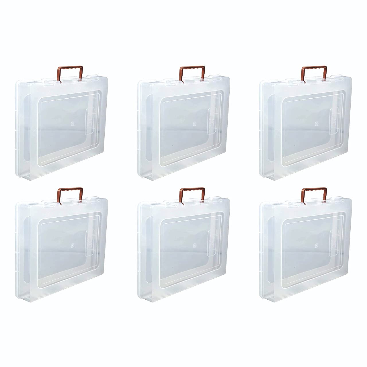 DARKZONE® Multi-Purpose Rectangular Plastic Storage Box with Locks and Handle | Matte Finish Transparent Plastic Organizer Storage Box for Saree, Laptop, Books & Clothes - BAHURANI (17 x 14 x 2.5 inch, Set of 6)