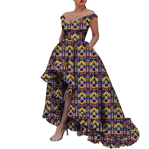 Image of iooiooi African Dresses for Women Party Robe Plus Size Print Dashiki Dinner Dress