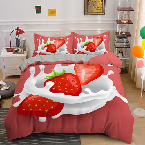 Housse de couette 220x240 fraise idée décoration anniversaire originale