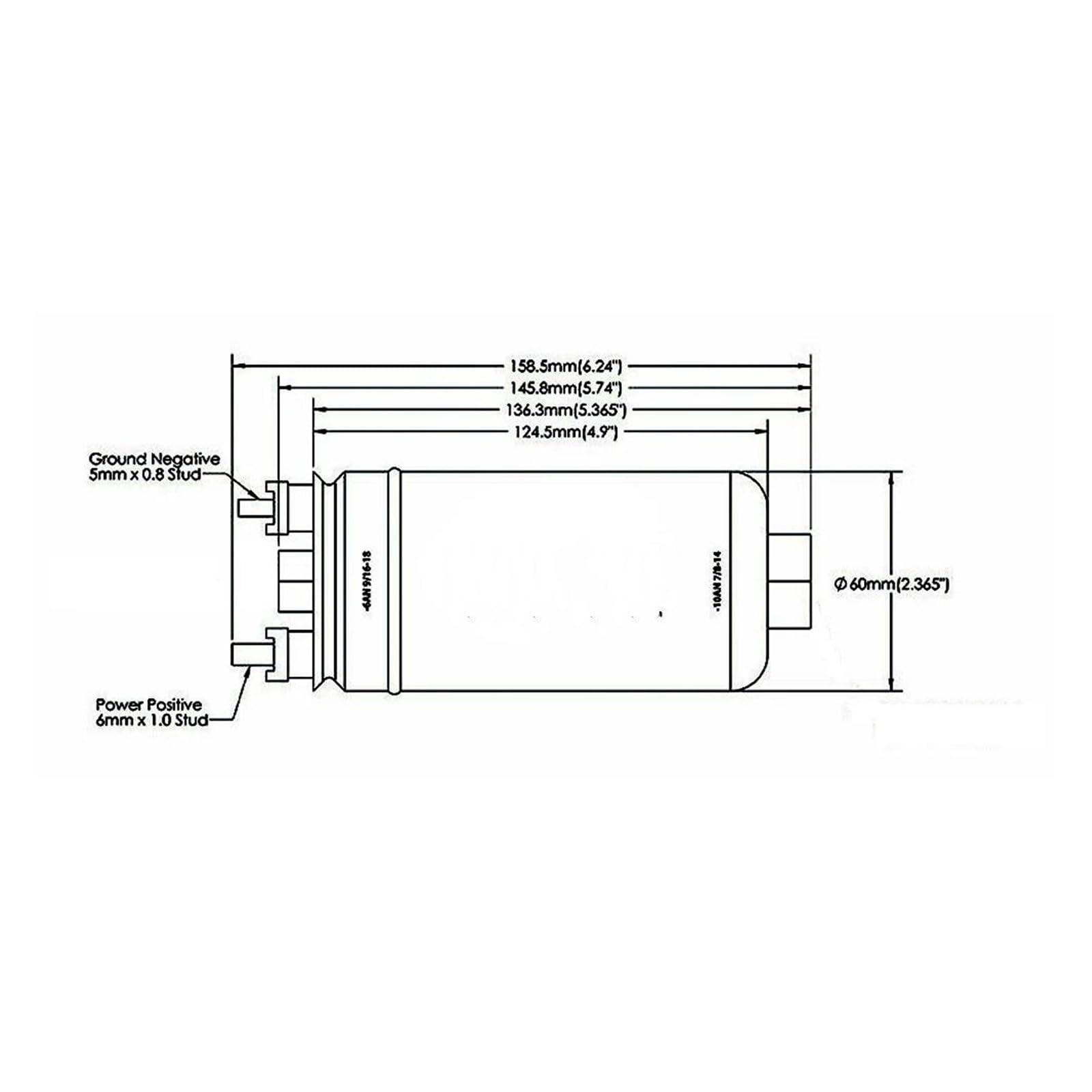Elektrische Inline Kraftstoffpumpe 380LPH Inline-Außenkraftstoffpumpe 10AN-Einlass 8AN-Auslass 044-Ventil-Kohlebürste Und Kommutator Hergestellt Aus E85