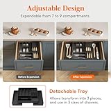 Lifewit Cutlery Drawer Organiser Large, Expandable Tray with Knives Holder for Kitchen Storage, Cutlery Organiser Insert for Spoons, Forks, Utensil, Black - Image 5
