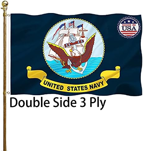 Navy Flag Outdoor 3x5 Double Sided Heavy Dut United States Navy Military Flag 3 Ply 200D Heavy Duty Polyester and Durable Canvas Header with 2 Brass Grommets Durable USN Flags