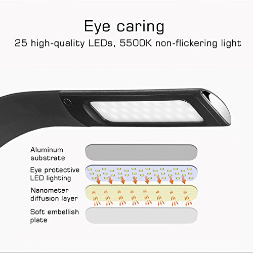 WILIT Lampada da Scrivania Ricaricabile, Lampada da Tavolo Senza Fili LED con 3 Livelli di Luminosità per Cameretta, Ufficio - Image 6
