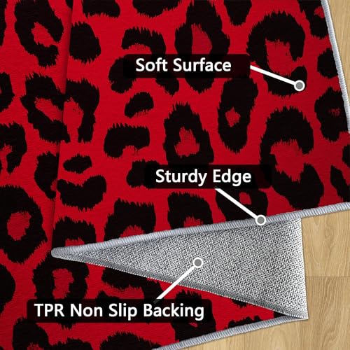 Tapete Leopardo 5x7 ft Rojo Moderno Suave miniatura 6