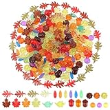 Paidiem 150Pcs Thanksgiving Ornaments Fall Vase Filler for Thanksgiving Day Decor, Acrylic Pumpkin Table Scatter, Mini Fall Leaves Acorns Pumpkins Maple Leaves Gems Autumn Decor