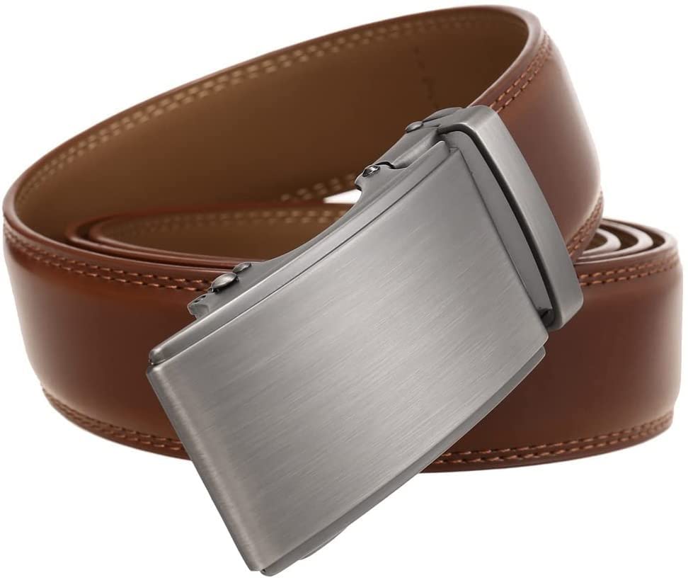 Mens Belt, Ratchet Belt Dress with 1 3/8" Genuine Leather, Slide Belt with Easier Adjustable Buckle, Trim to Fit2