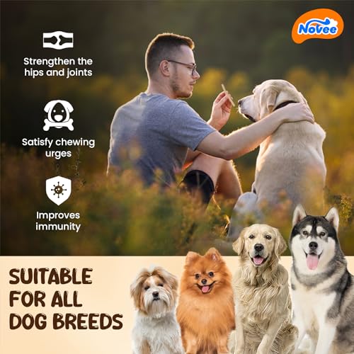 Image of Novee Hearty Jerky Milk Flavour Dog Treats, Calcium-Rich Soft Snacks, Supports Strong Bones & Teeth, Gentle on Stomach, Ideal for All Dog Breeds & Ages,100g x 3