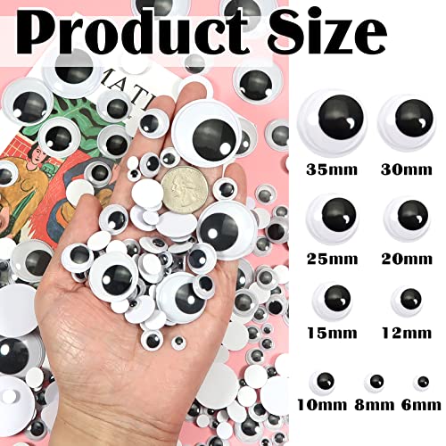 TOAOB 100pcs 6 mm to 35 mm Mobile Eyes Stickers Plastic Round Black White for Scrapbooking Craft Accessories DIY Craft Dolls Decorations - Image 2