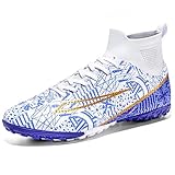 Biayvisas Soccer Cleats for Mens Womens Turf Soccer Shoes Indoor Footall Cleats High Ankle TF FG Football Boots Wide Training Sneaker (USW_1126 Bai_TF_39)