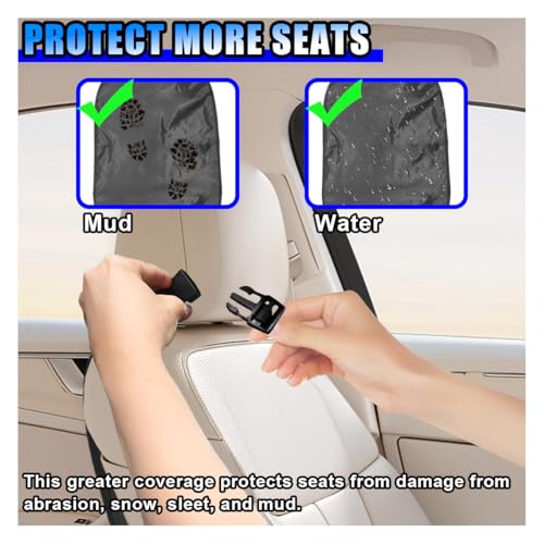 Image of BDZMC 2PCS Car Seat Back Protector Kick Mats, Waterproof Oxford Cloth Car Seat Cover, Universal Fit for Most Cars, Trucks, SUVs