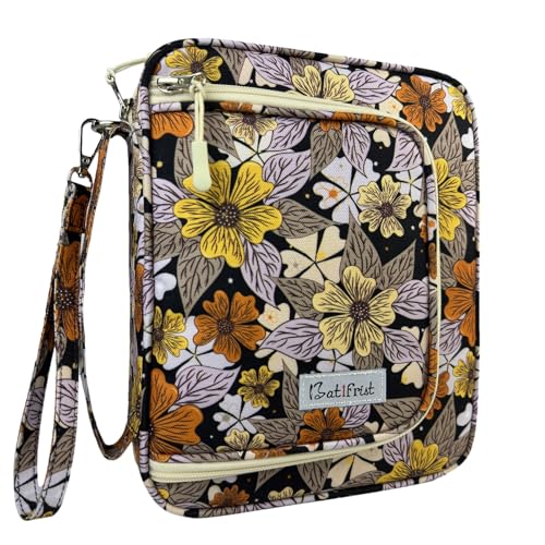 Pochette de bible florale pour l'étude et le voyage avec rangements d'accessoires intégrés