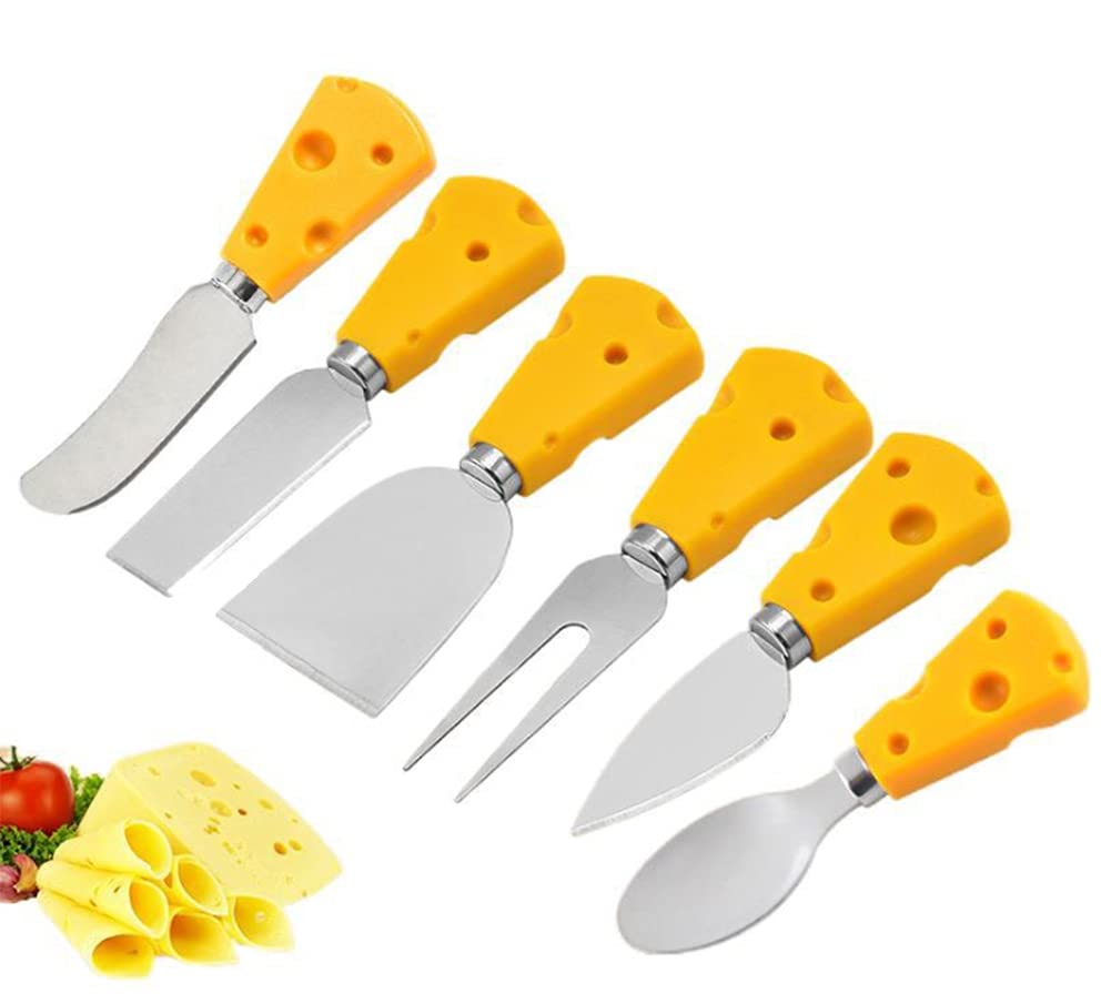 WOIWO Mini Kitchen Gadget Cheese Cheese Knife Set Cake Fork Knife Stainless Steel Cheese Cutter 6 Piece Set