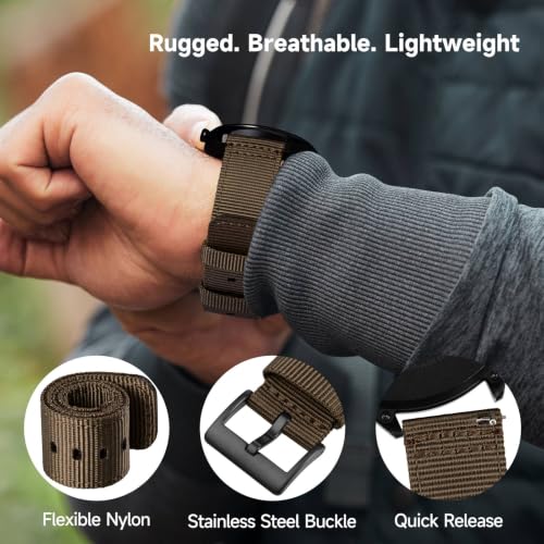 Image of WOCCI Nylon Watch Bands, Contrast Woven Design, Quick Release, Stainless Steel Buckle, Band Width 20mm 22mm 24mm 26mm