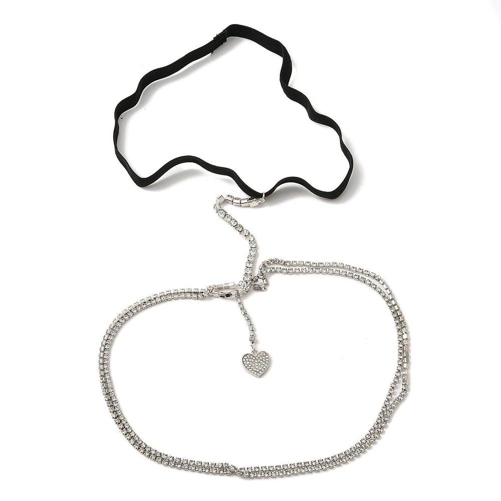 via mazzini Silver Plated Moonbeam Sparkle Heart & Crystals Metal Thigh Chain Can Be Used With Shorts/Skirts for Women and Girls (TC0696) 1 Pc-picture-29