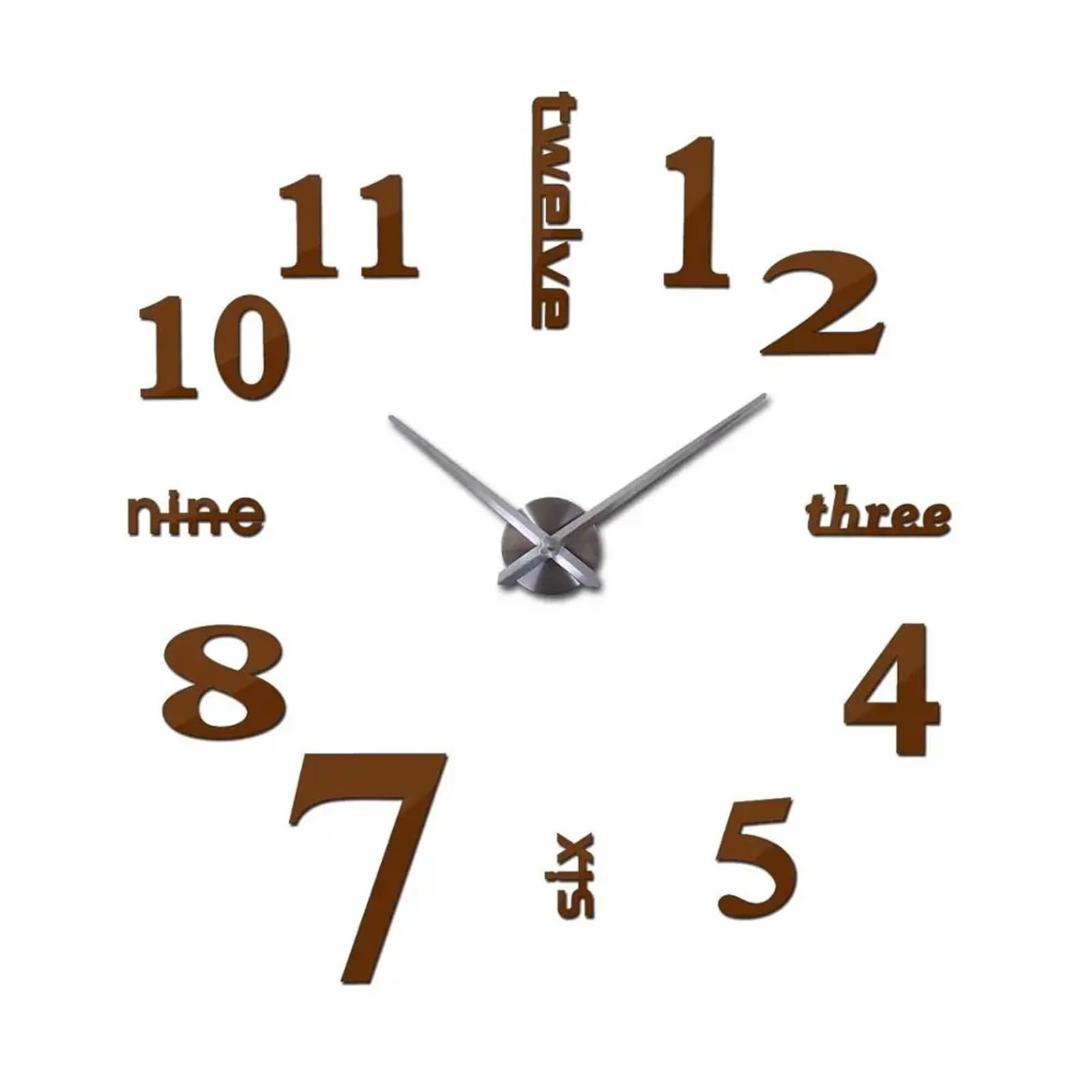 VFDVSWZSA Stylish wall clock, Mirror Wall Clock 3d Big Quartz Watch Clocks Living Room Home Decoration Stickers(Chocolate,37inch)