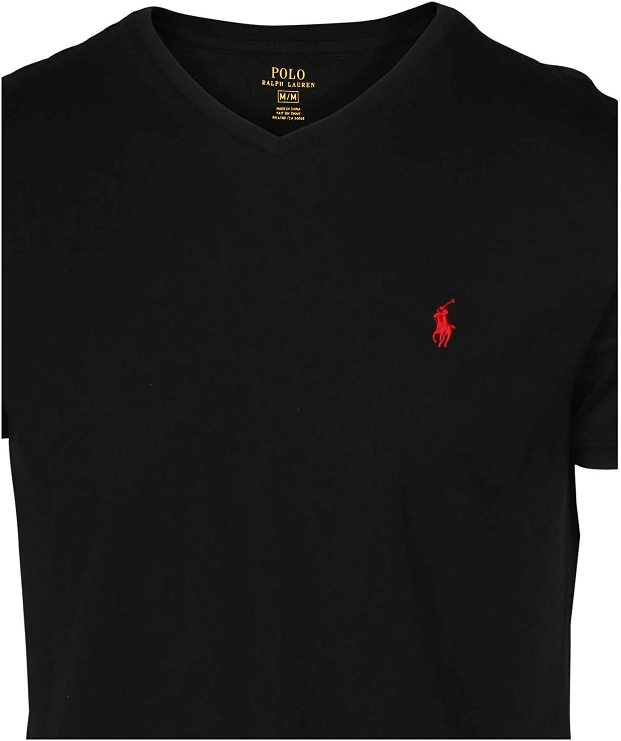 Polo Ralph Lauren Men's V Neck Classic Fit Tee Shirt Small Black (Red Pony)