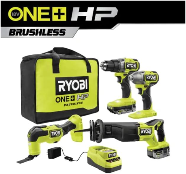 ONE+ HP 18V Brushless Cordless 4-Tool Combo Kit with 4.0 Ah Battery, 2.0 Ah Battery, Charger, and Bag 2 51 vwfUsy6L. AC