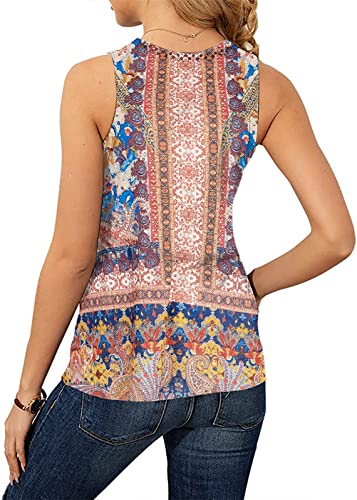 Soesdemo Tank Top for Women Keyhole V Neck Sleeveless Summer Casual Loose Fit Business Cute Floral Basic Shirt Blouse4