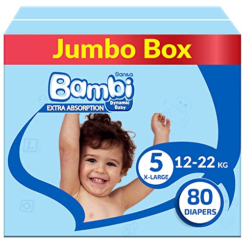 Sanita Bambi Size 5 Xl 12-22 Kg Jumbo Box 80 Diapers