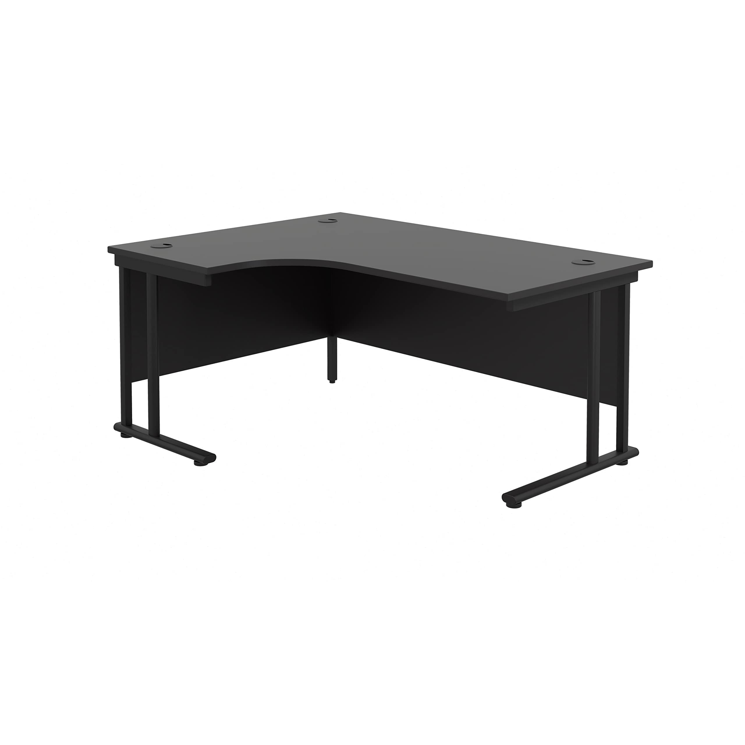 Office Hippo - L Shaped Office Desk 160 x 120cm. Large Corner Computer Desk For Home Office With Integrated Cable Ports, Ideal For Work, Study, Gaming And Hobby Workstation (Black/Black)