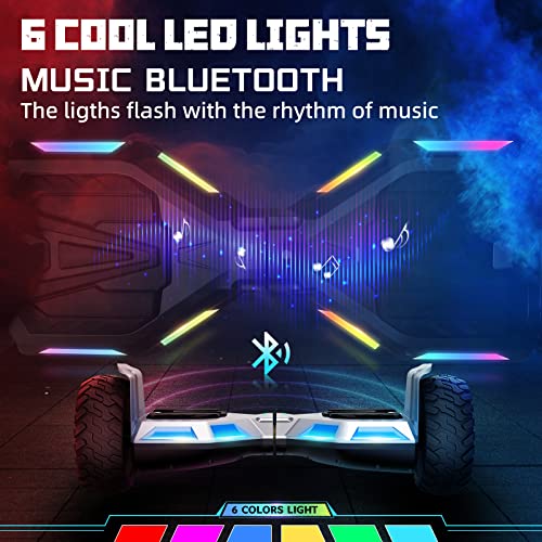 Image of SISIGAD Hoverboard, All Terrain Hoverboards, 8.5'' Two Wheel Self Balancing Scooter with Bluetooth Speaker, Off Road Hoverboard with LED Lights, Music Hoverboards