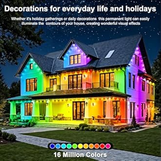 500FT Permanent Outdoor Lights Waterproof with Smart App Control Remote,DIY Scene Modes,Music Sync hronization,Eaves Lights for Garden Decor,Deck,Christmas
