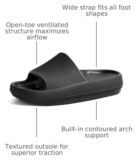 Image of Unisex Arch Support Shower Shoes with Drain Holes Slides | Drain hole,Lightweight,Comfortable,Durability,Sole cushioning,Quick-drying,indoor outdoor wear