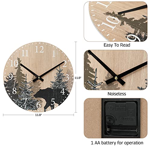 Cabin-Bear-Wall-Clock-12-Inch-Silent-Non-Ticking-Clock-Wooden-Forest-Wildlife-Mountain-Lodge-Wall-Clock-Battery-Operated-Rustic-Farmhouse-Wall-Clock Cabin Bear Wall Clock 12 Inch Silent Non Ticking Clock Wooden Forest Wildlife Mountain Lodge Wall Clock Battery Operated Rustic Farmhouse Wall Clock