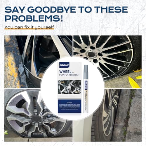 Boncart Wheel Scratch Repair Kit, Rim Touch Up Paint, Rim Paint Wheel Paint Pen, Silver Rim Repair Kit for Curb Rash, Metal Paint for Car Wheel Scratch Quick Repair（Silver）