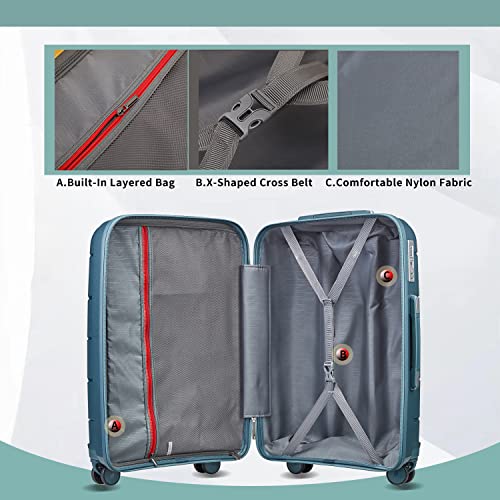 Joyway 28 Inches Luggage Sets Hardside Suitcase With Spinner Wheels, Lightweight Pp Checked Luggage With Tsa Lock(Ice Blue,28Inch No Backpack) #TOP4