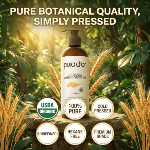 PURA D'OR ORGANIC Wheat Germ Oil Cold-Pressed for Skin, Hair & Body, 16oz | Vitamin E-Rich Nourishment, USDA Certified, 100% Pure Carrier Oil, Softens Dry Areas, Dry Scalp Care, DIY Beauty, Unrefined - image 5