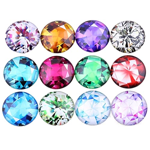 NFEGSIYA Glaskuppel Cabochons Fliesen Farbe Diamant Foto Runde Kuppel Glas Cabochon 12mm 14mm 18mm 20mm DIY Schmuck for Ohrringe Anhänger (Size : 20mm 20pcs)