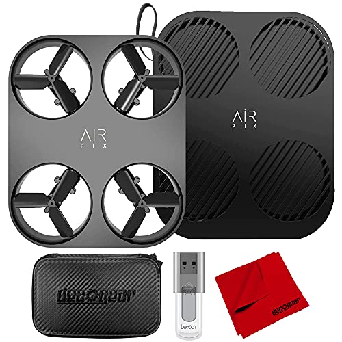 AirSelfie 090000401 AIR PIX with Powerbank Bundle with Deco Gear Hard EVA Case with Zipper, Lexar 64GB JumpDrive S50 USB 2.0 Flash Drive (Black) and Deco Gear Microfiber Cleaning Cloth
