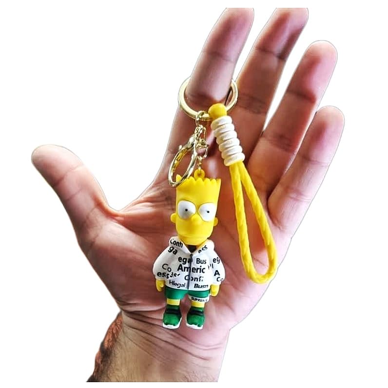 GLOWZADE® 3D Sympsons Action Keychain Homer Simpsons Figure With Hook And Band Keychain