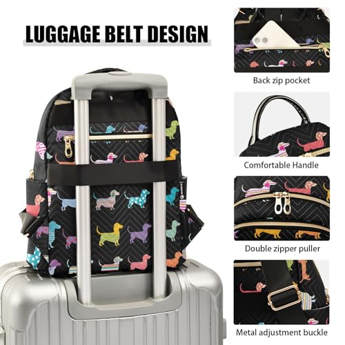 Image of ALAZA Funny Dachshund Dog Puppy Women Backpack Purse Ladies Fashion Shoulder Bag Daypack Travel Bag 7.5L